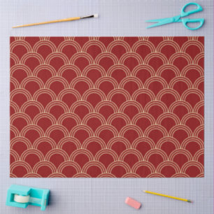 Papier Mousseline Motif chinois traditionnel rouge et or