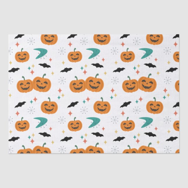 Papier Mousseline Motif Citrouille du milieu du siècle d'Halloween (Recto)
