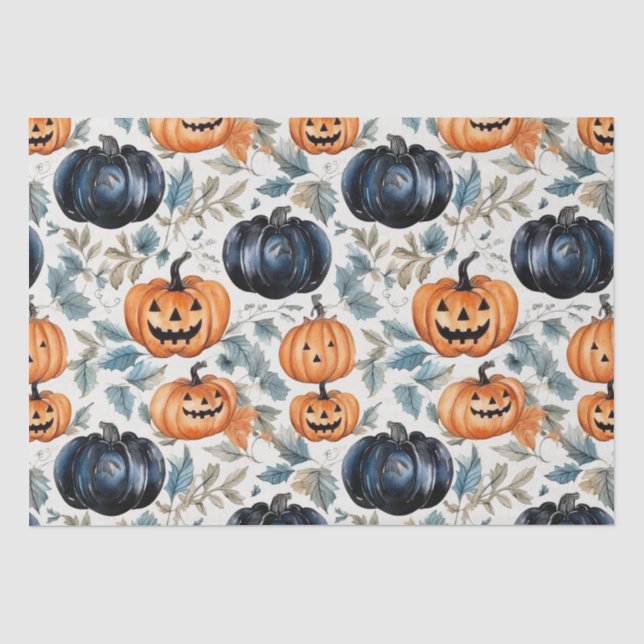 Papier Mousseline Motif Citrouille Halloween (Recto)