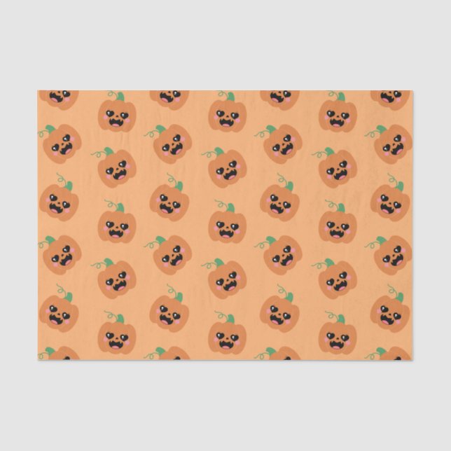 Papier Mousseline Motif Citrouille Halloween Kawaii (Recto)