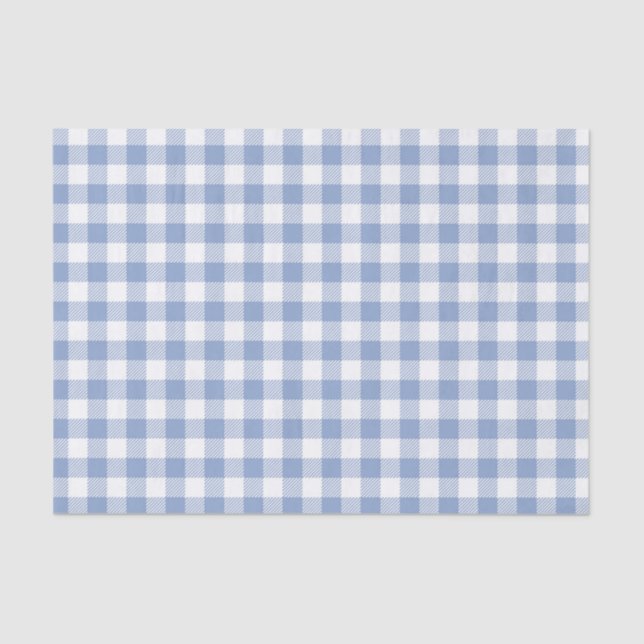 Papier Mousseline Motif classique En vichy bleu coché (Recto)