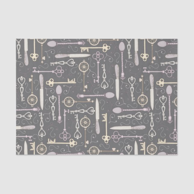 Papier Mousseline Motif clé style Steampunk (Recto)