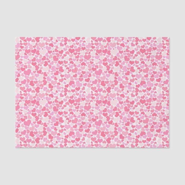 Papier Mousseline Motif Coeurs roses - 10lb Papier Tissu, Blanc (Recto)