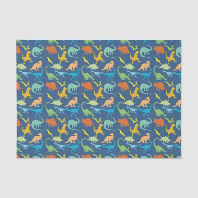 Papier Mousseline Motif coloré de dinosaures (Recto)
