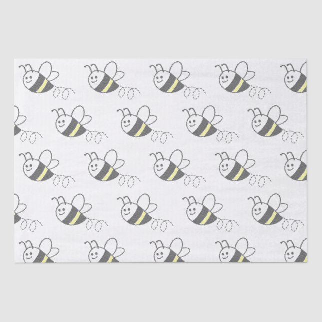 Papier Mousseline Motif croisé Imprimer Baby shower d'abeille mignon (Recto)