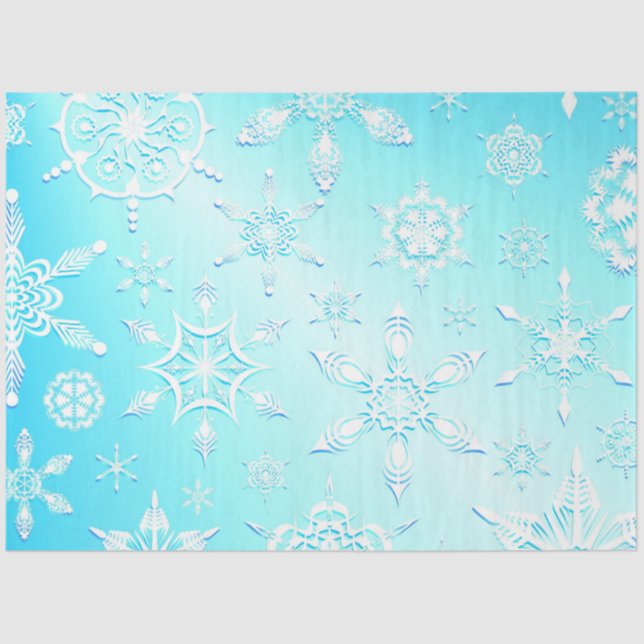 Papier Mousseline Motif Crystal Snowflakes (Recto)
