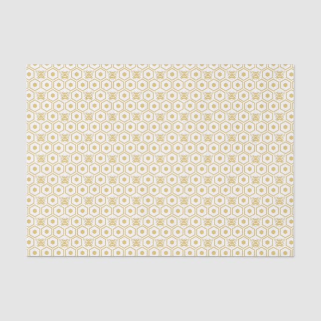 Papier Mousseline Motif d'abeille jaune et d'abeilles (Recto)