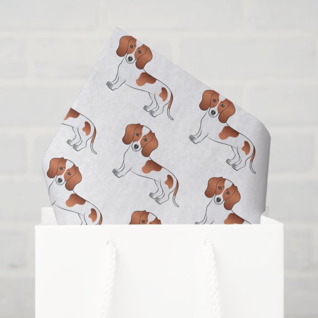 Papier Mousseline Motif Dachshund Dog rouge et blanc lisse (Sac cadeau)