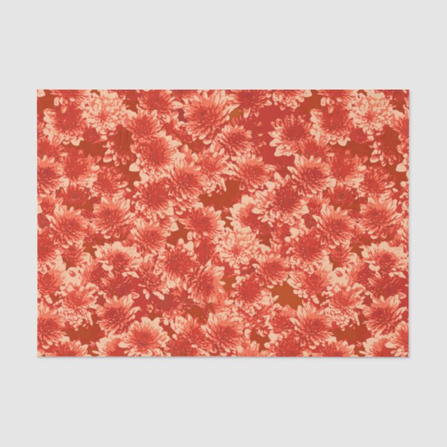 Papier Mousseline Motif Dahlia Graphique Moderne, Mandarin Orange (Recto)