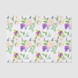 Papier Mousseline Motif Dainty Watercolor Peonies et Wisterias