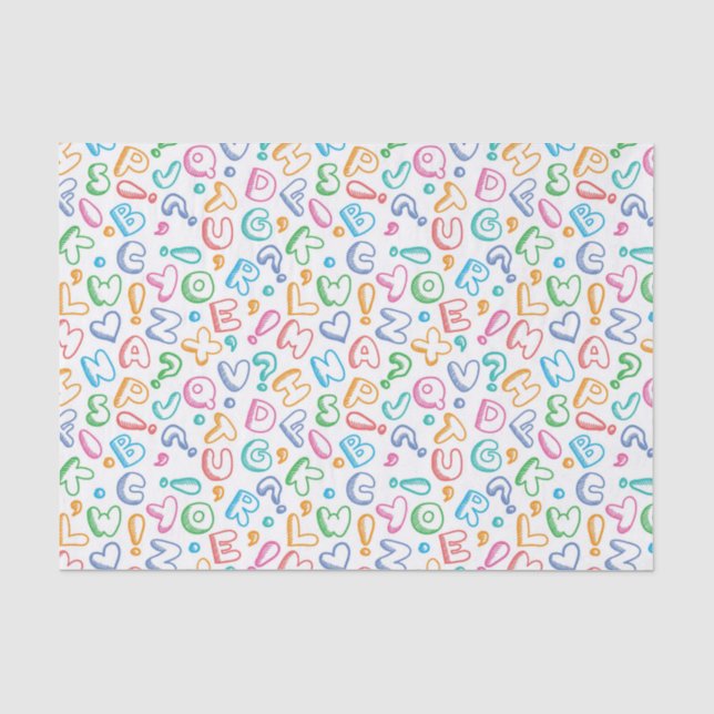 Papier Mousseline motif d'alphabet (Recto)