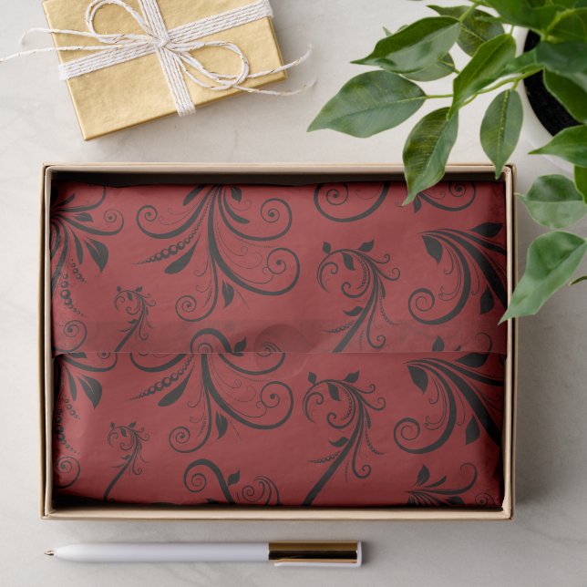 Papier Mousseline Motif Damas, Damas rouge, Damas français (Cadeau)