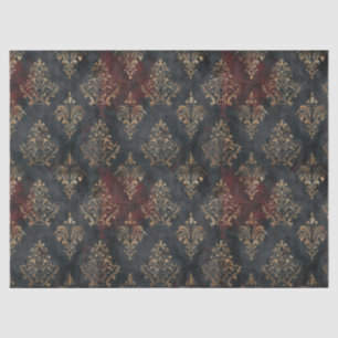 Papier Mousseline Motif Damask Noir Or Persan (2)