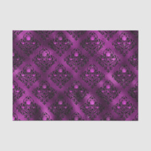 Papier Mousseline Motif Damassé Pailleté Glam Ombre Violet