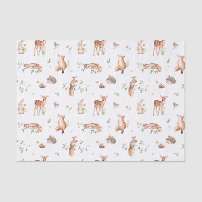 Papier Mousseline Motif d'amis animaux de bois mignon (Recto)