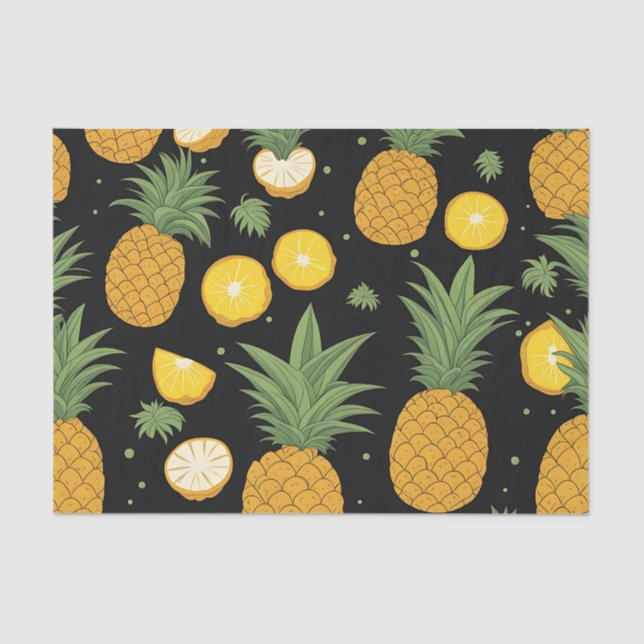 Papier Mousseline Motif d'ananas exotique (Recto)