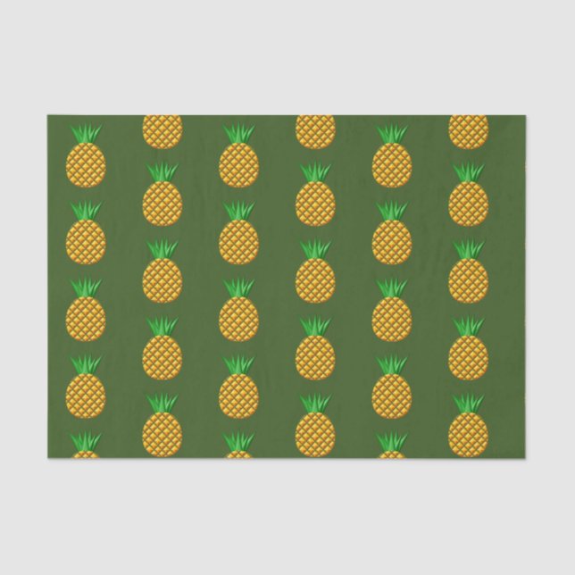 Papier Mousseline Motif D'Ananas Sur Arrière - plan Vert (Recto)
