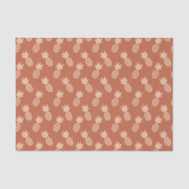 Papier Mousseline Motif d'ananas tropique Terracotta & Peach (Recto)