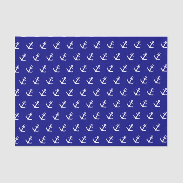 Papier Mousseline Motif d'Ancre bleu marine (Recto)