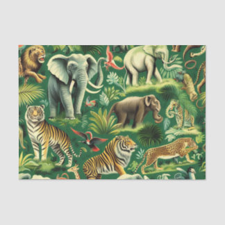 Papier Mousseline Motif d'animaux de la jungle vintage