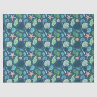 Papier Mousseline Motif d'animaux marins à l'aquarelle