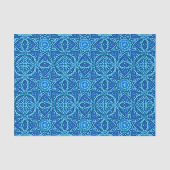 Papier Mousseline Motif d'aquarelle Abstrait - Denim Blue (Recto)