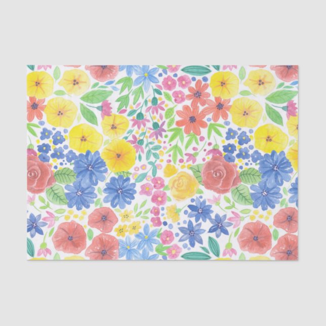 Papier Mousseline Motif d'aquarelle florale (Recto)