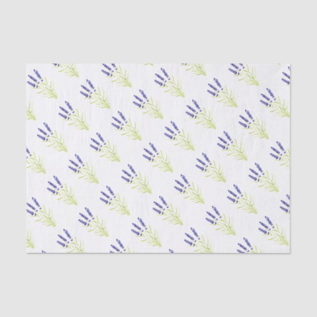 Papier Mousseline Motif d'aquarelle herbacée de lavande fleurs viole (Recto)
