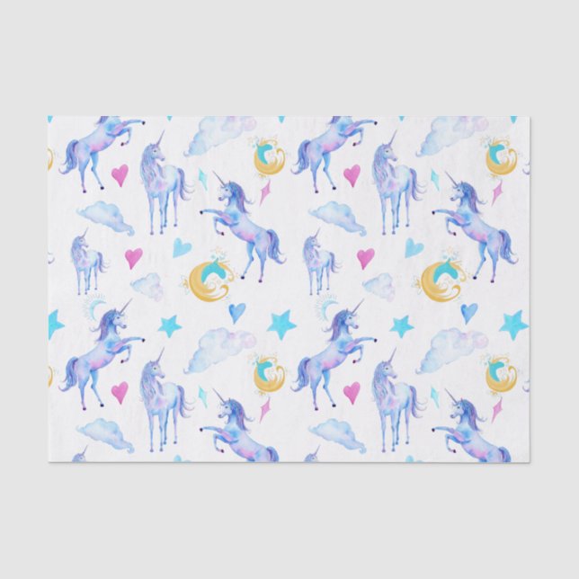 Papier Mousseline Motif d'aquarelle magique Unicorn Design Imaginair (Recto)