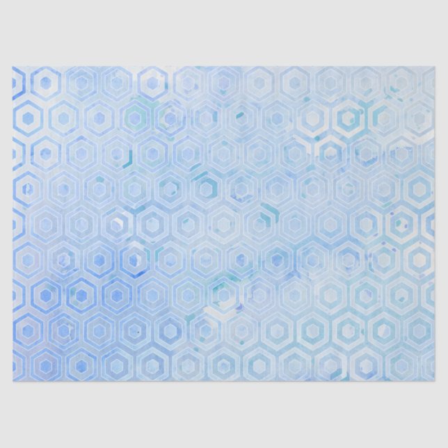 Papier Mousseline Motif d'aquarelle moderne Blue Hexagon Honeycomb (Recto)