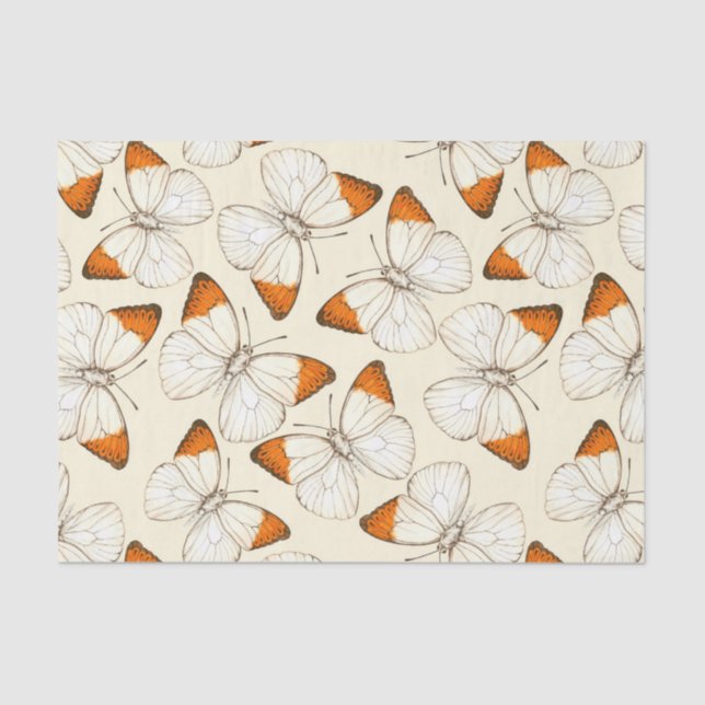 Papier Mousseline Motif d'aquarelle papillons (Recto)