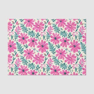 Papier Mousseline Motif d'aquarelle rose botanique