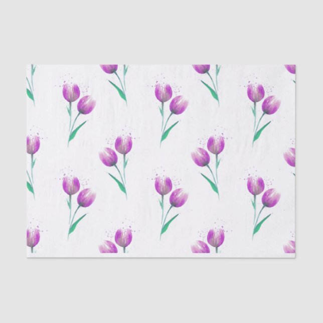 Papier Mousseline Motif d'aquarelle violet rose (Recto)
