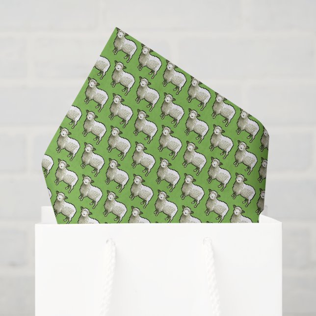 Papier Mousseline Motif D'Art De Pixel De Mouton Blanc Laineux (Sac cadeau)