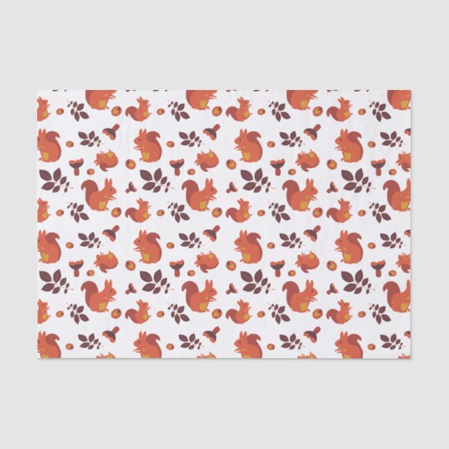 Papier Mousseline Motif d'automne de l'écureuil boisé mignon (Recto)