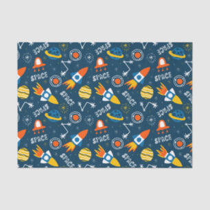 Papier Mousseline Motif d'aventures spatiales colorées