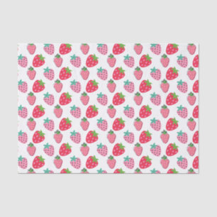 Papier Mousseline Motif de baies de fraises - rose   Rouge