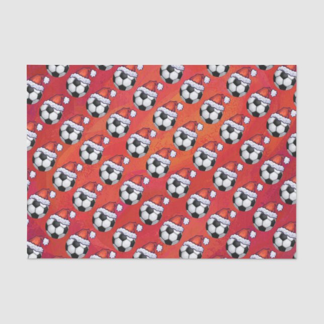 Papier Mousseline Motif de balle de football de Santa Hat en rouge (Recto)