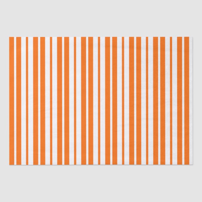 Papier Mousseline Motif de bandes verticales blanches orange (Recto)