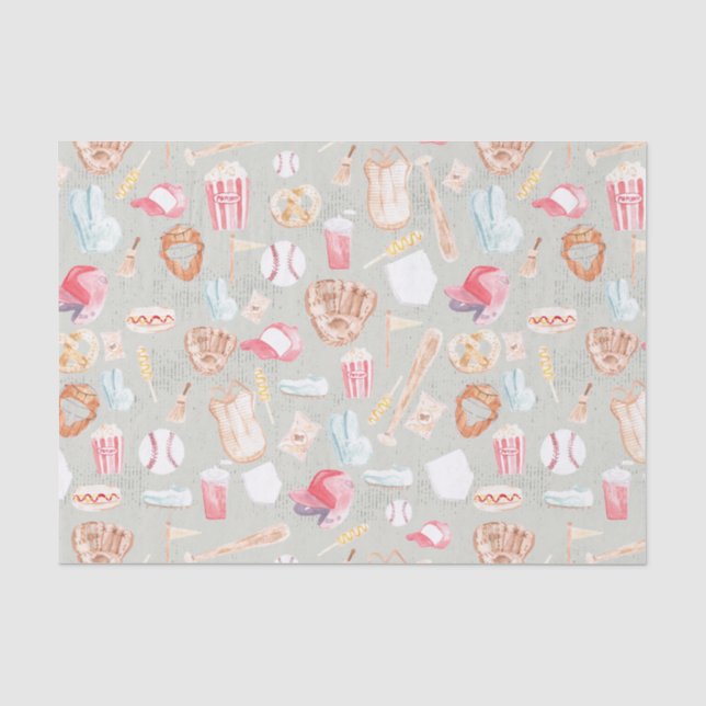 Papier Mousseline Motif de base-ball aquarelle (Recto)
