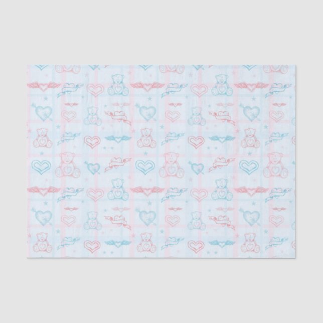 Papier Mousseline motif de bébé avec l'ours de nounours (Recto)