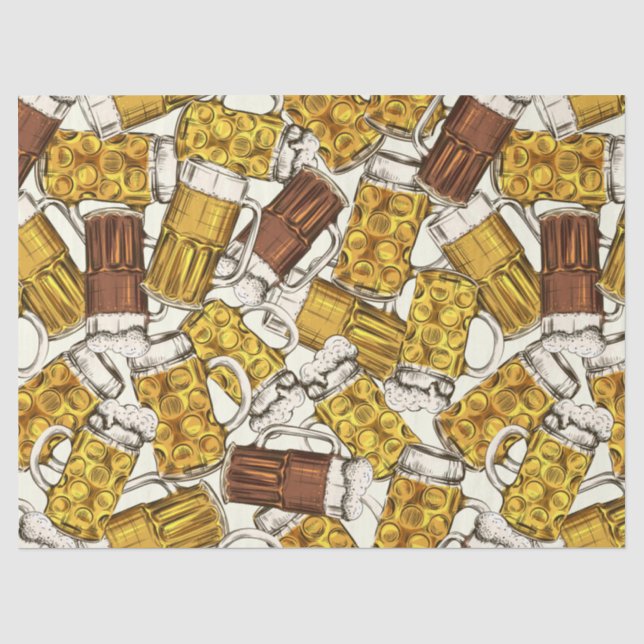 Papier Mousseline Motif de bière pression, bière de blé, pilsner (Recto)