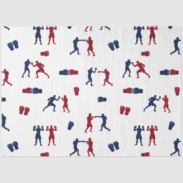 Papier Mousseline Motif de boîte rouge et bleu (Recto)