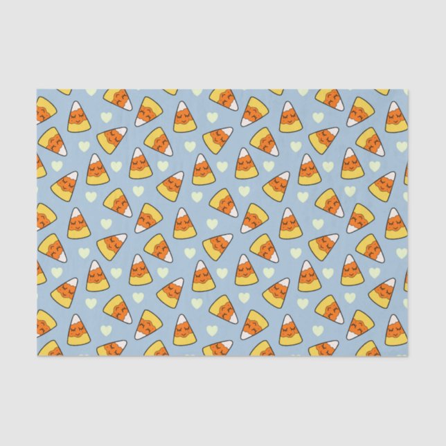 Papier Mousseline Motif de bonbons au maïs et de coeur à Halloween (Recto)