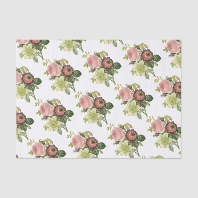 Papier Mousseline Motif de bouquet de fleurs (Recto)