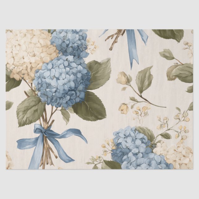 Papier Mousseline Motif de bouquet d'hortensia vintage (Recto)