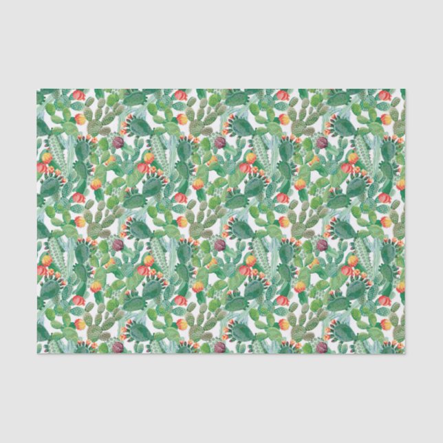 Papier Mousseline Motif de cactus d'aquarelle (Recto)