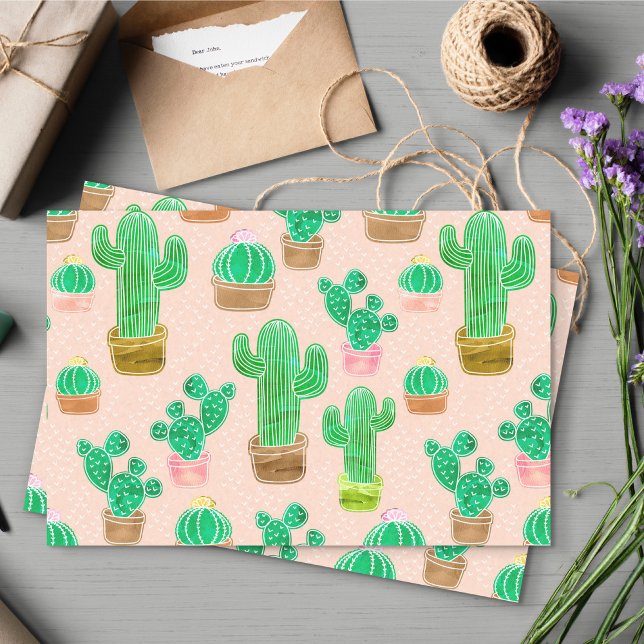Papier Mousseline Motif de cactus pointillés (Cactus Pattern Tissue Paper)
