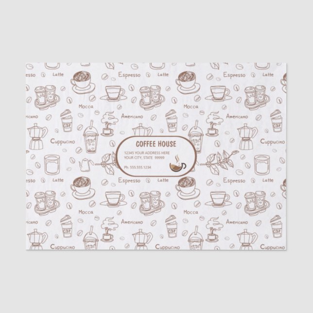 Papier Mousseline Motif de café moderne papier tissu personnalisé (Recto)