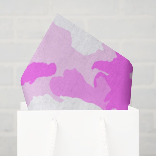 Papier Mousseline Motif de camouflage rose et blanc (Sac cadeau)